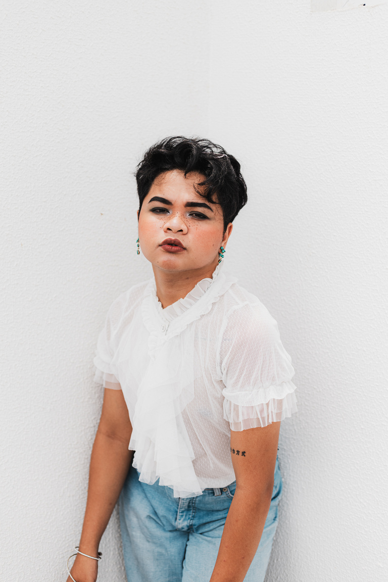 Portrait of a Young Gay Man with Makeup